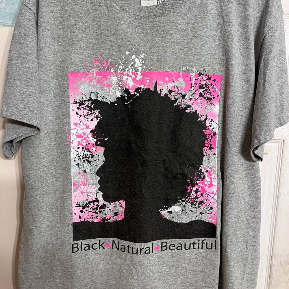 Black Natural Beautiful Gildan Ultra Cotton Heather Gray Tee